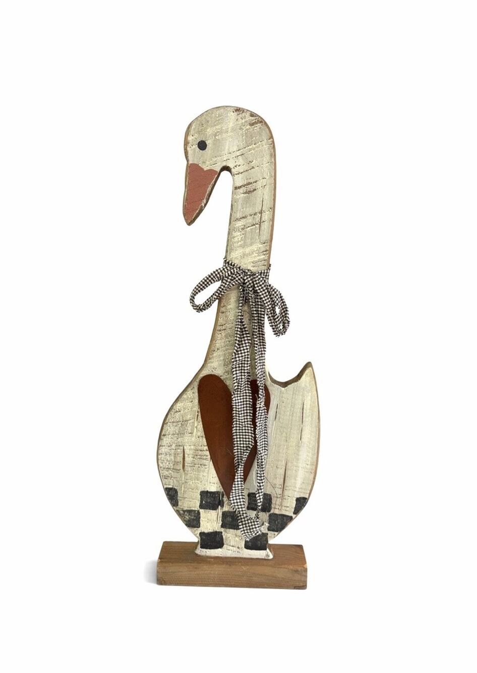 Handmade Wood 21” Painted Table Sitting Goose Table Decor Duck Cottagecore